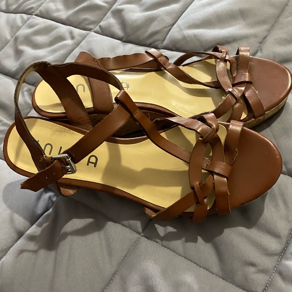 Brown wedge sandals
